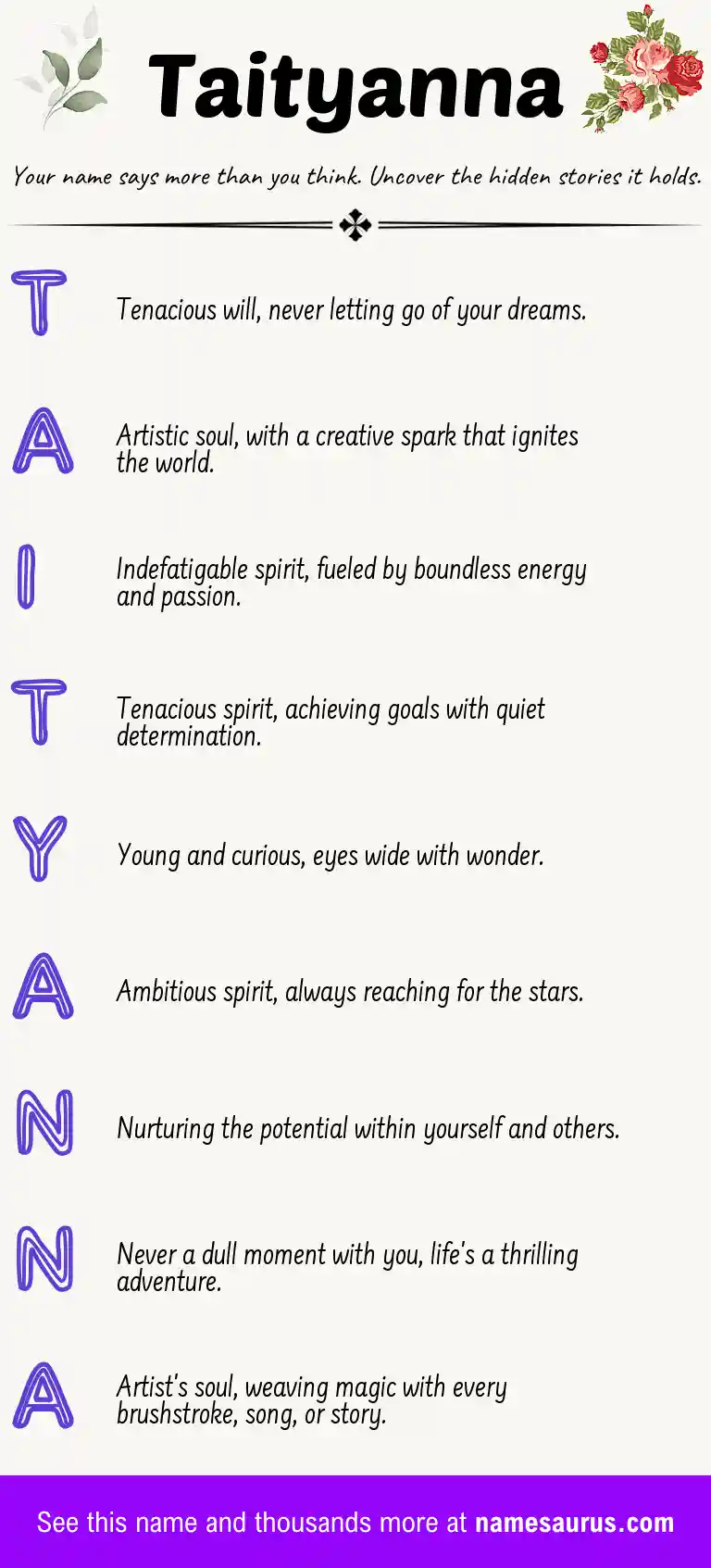 Acrostic poem about Taityanna.