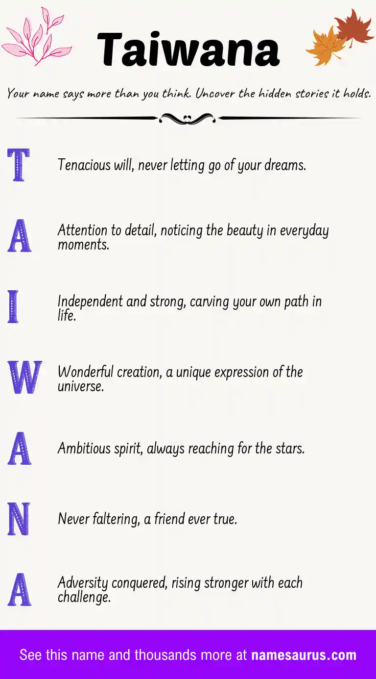 Acrostic poem about Taiwana.