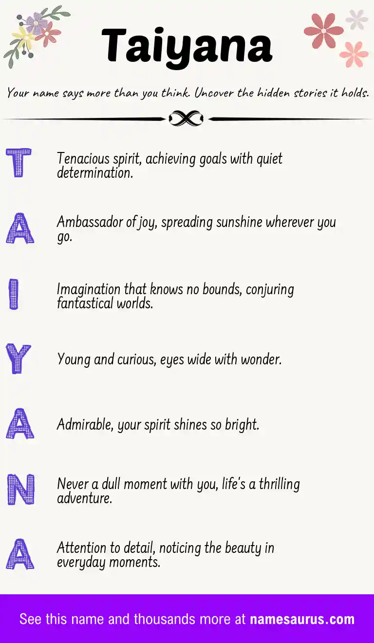 Acrostic poem about Taiyana.