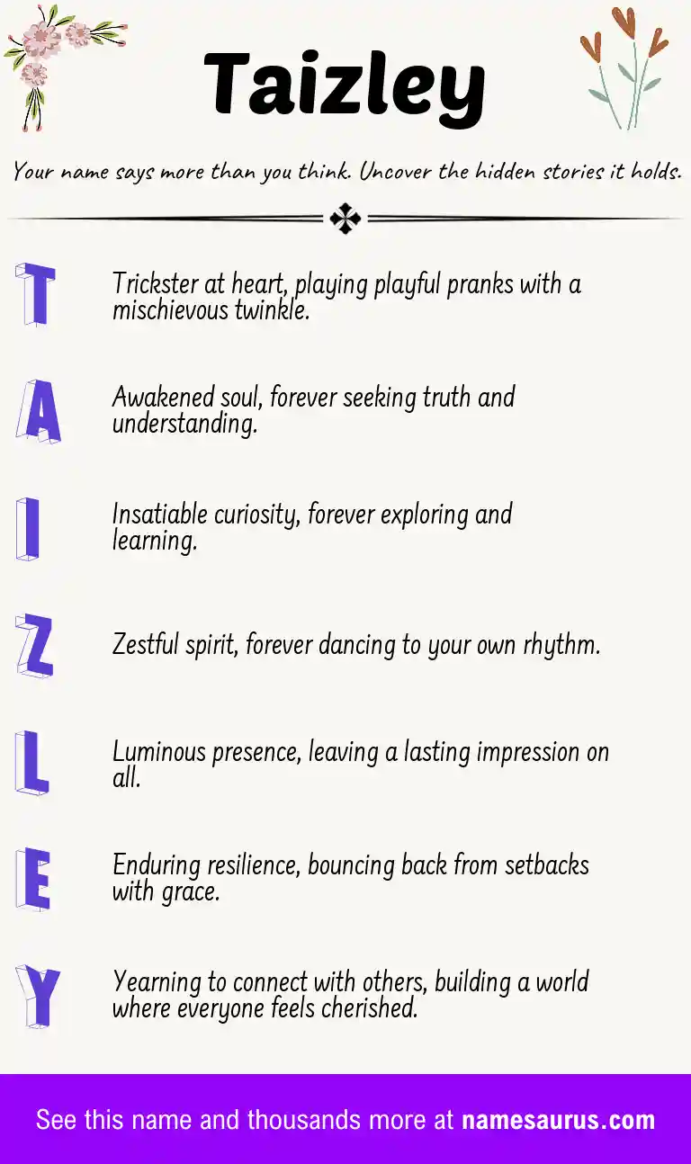 Acrostic poem about Taizley.