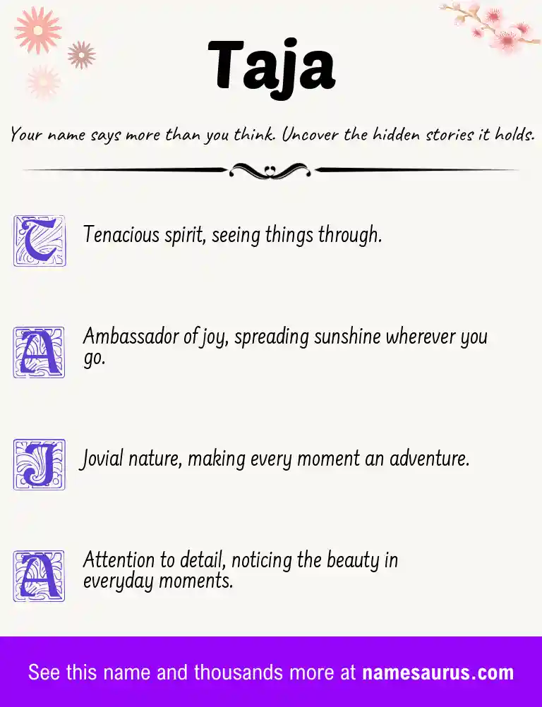 Acrostic poem about Taja.