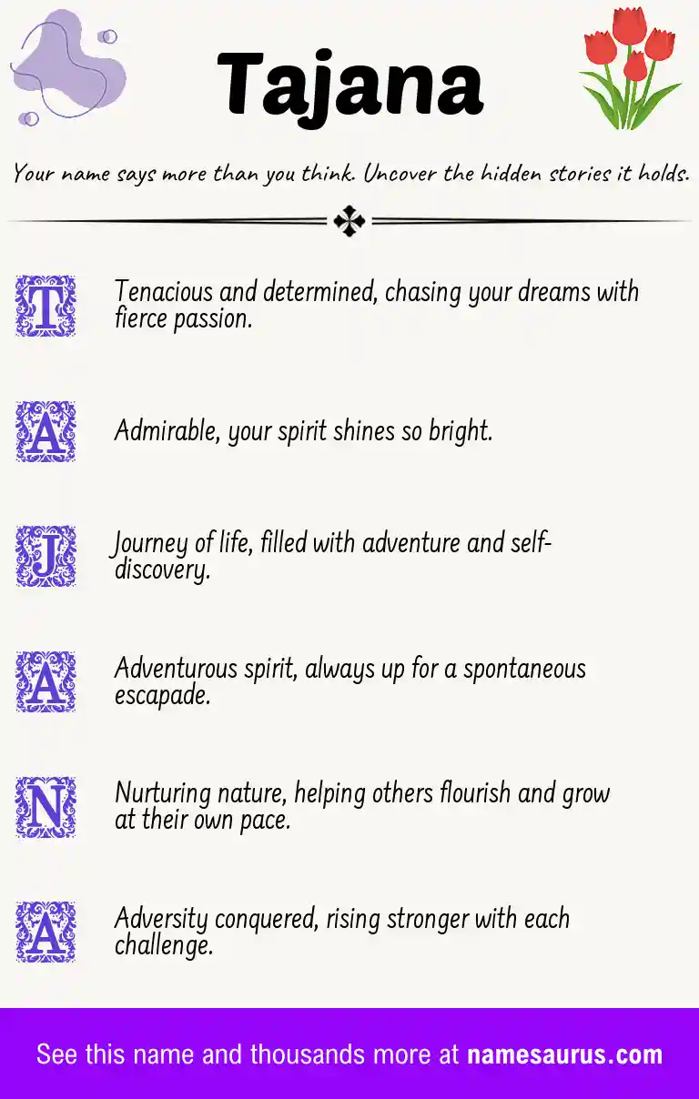 Acrostic poem about Tajana.
