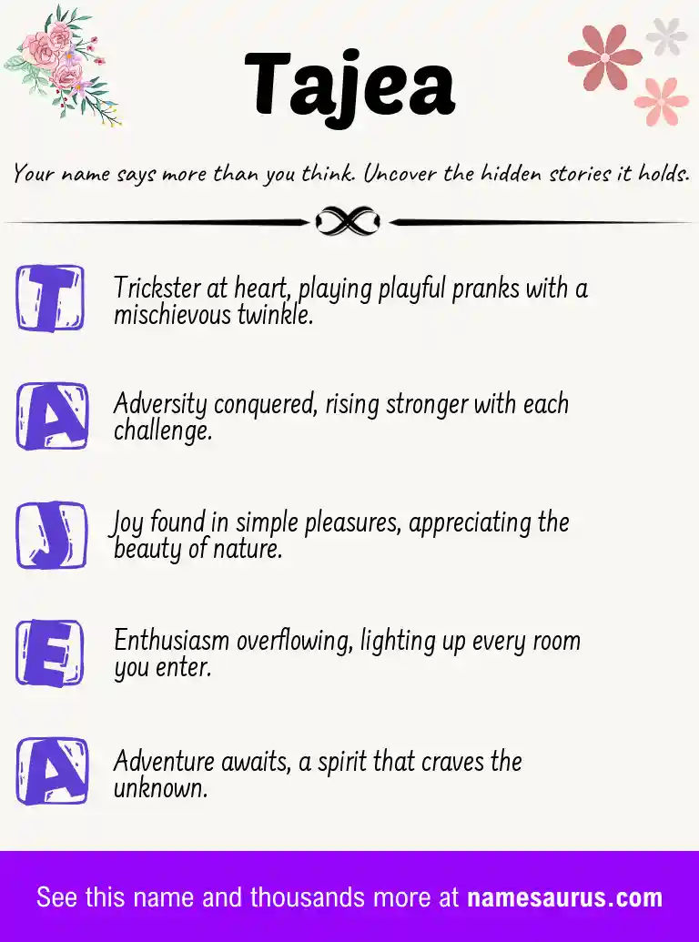 Acrostic poem about Tajea.