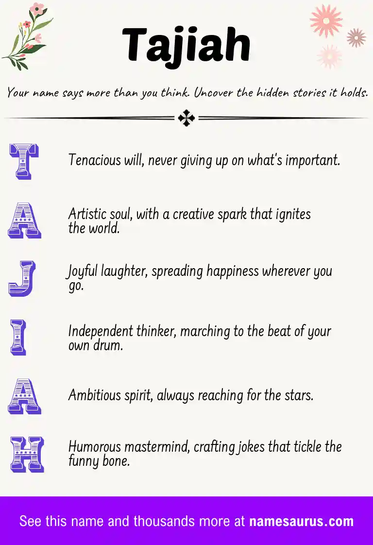 Acrostic poem about Tajiah.