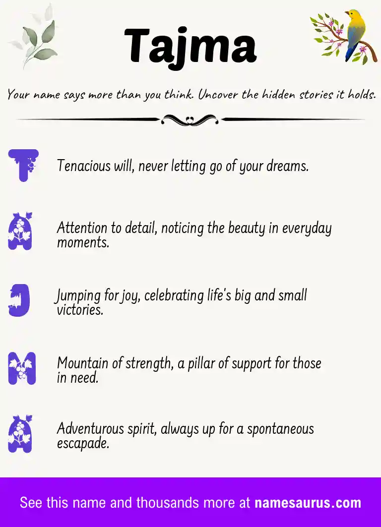 Acrostic poem about Tajma.
