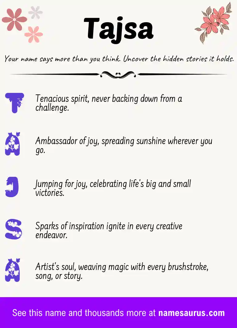 Acrostic poem about Tajsa.