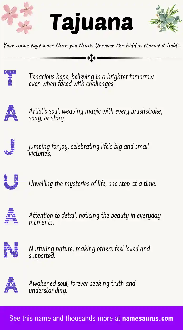 Acrostic poem about Tajuana.