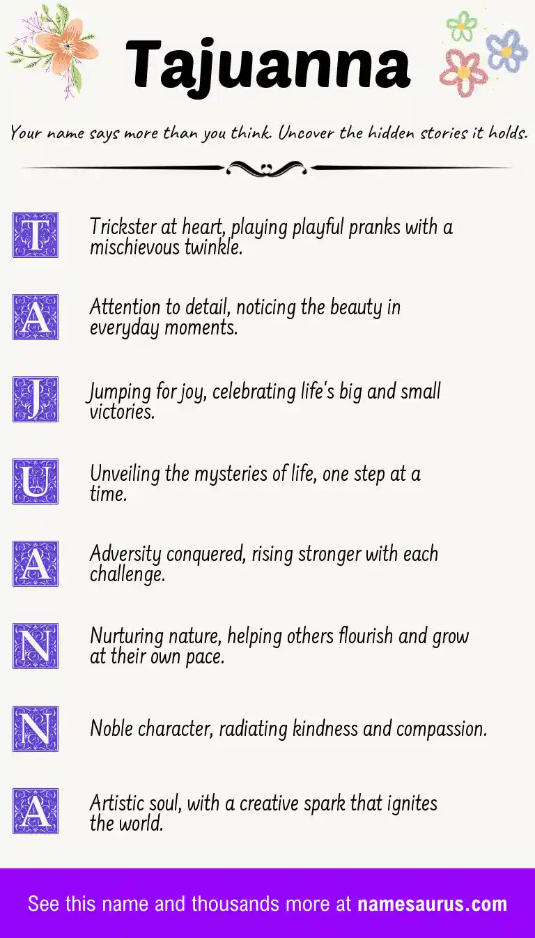 Acrostic poem about Tajuanna.