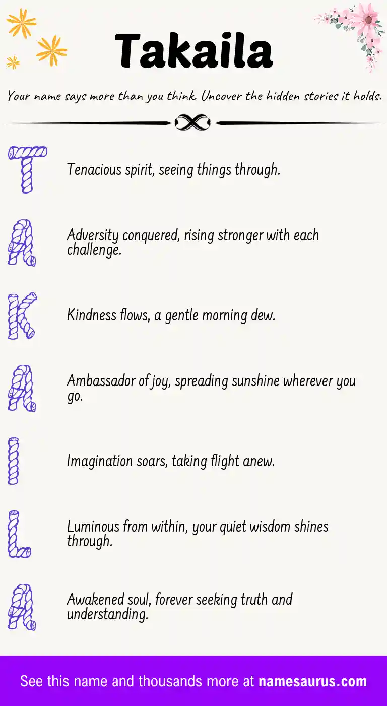 Acrostic poem about Takaila.