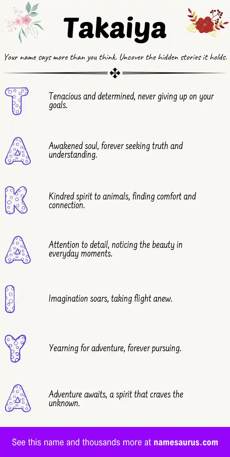Acrostic poem about Takaiya.