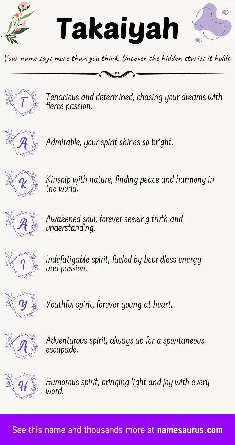 Acrostic poem about Takaiyah.