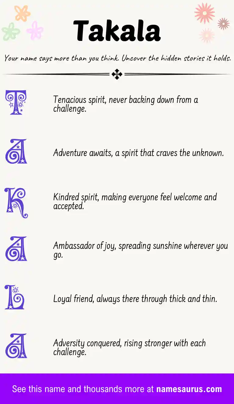 Acrostic poem about Takala.