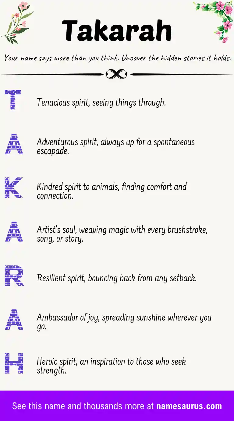 Acrostic poem about Takarah.