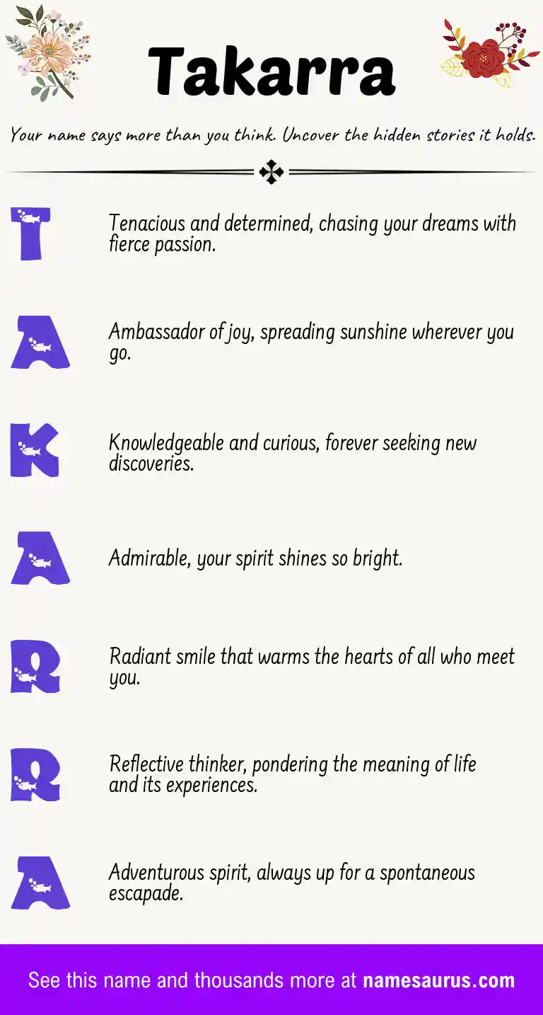 Acrostic poem about Takarra.