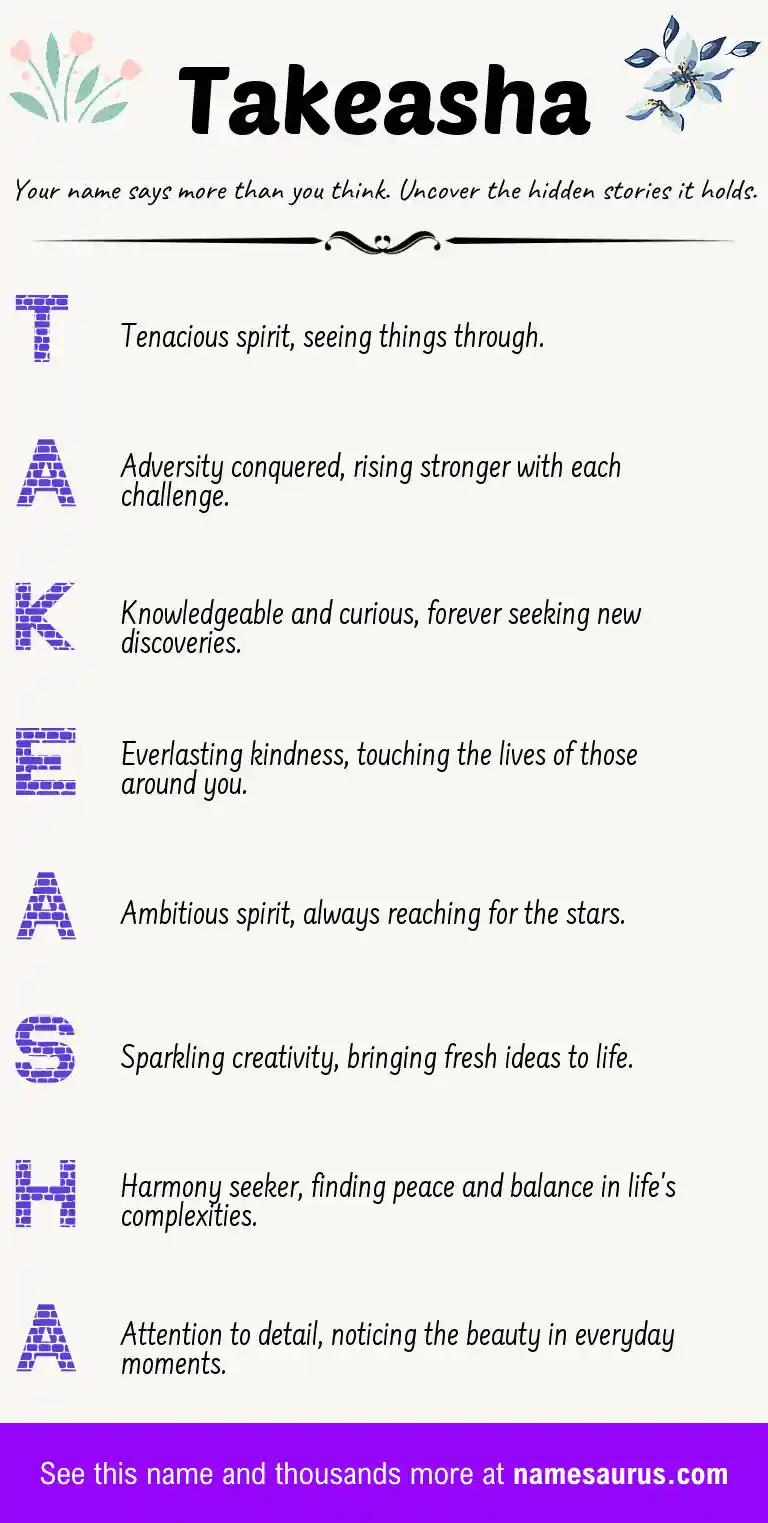 Acrostic poem about Takeasha.
