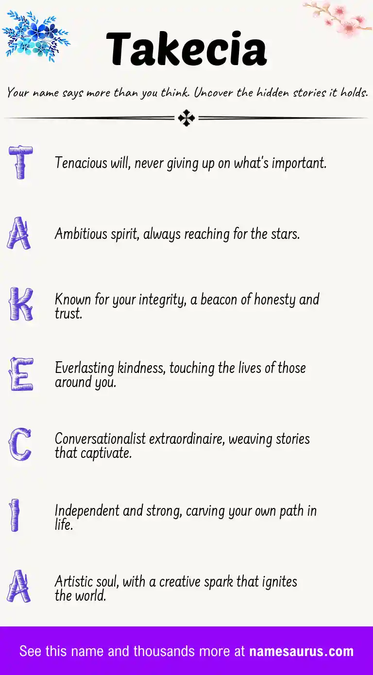 Acrostic poem about Takecia.