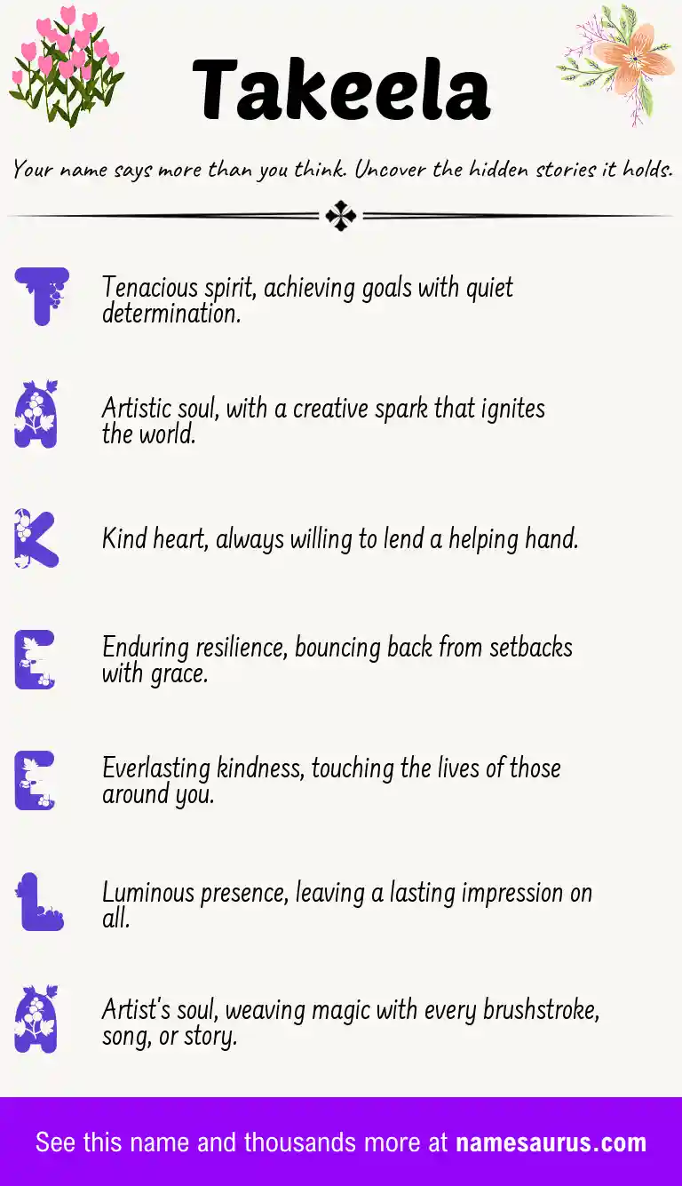 Acrostic poem about Takeela.