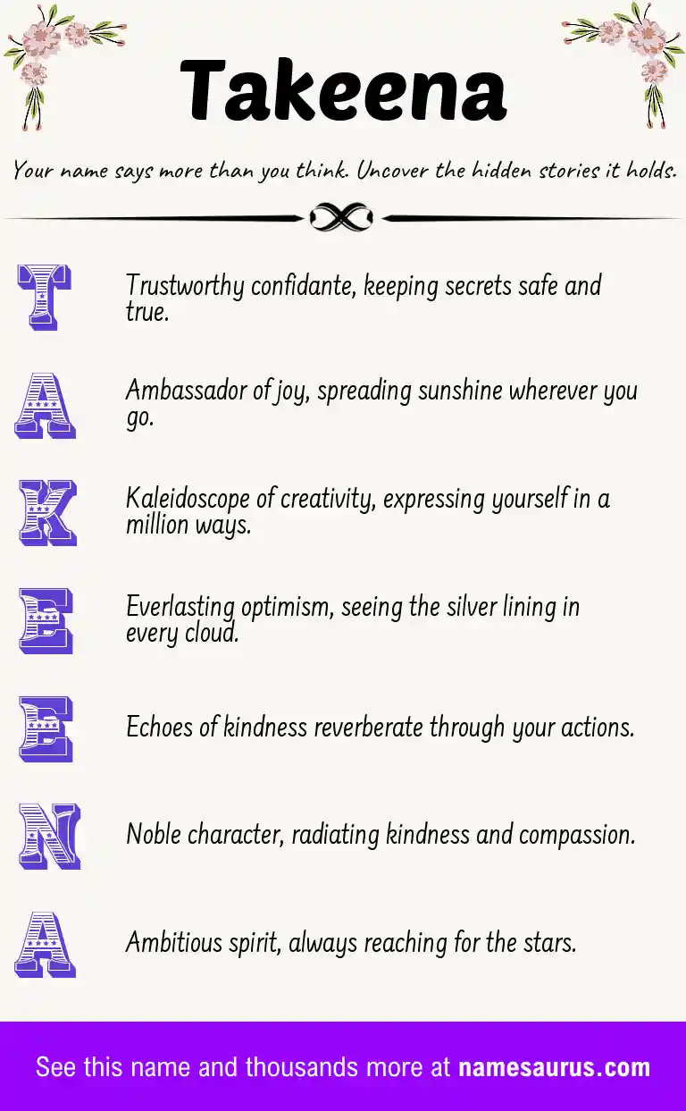 Acrostic poem about Takeena.