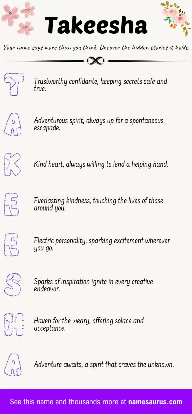 Acrostic poem about Takeesha.