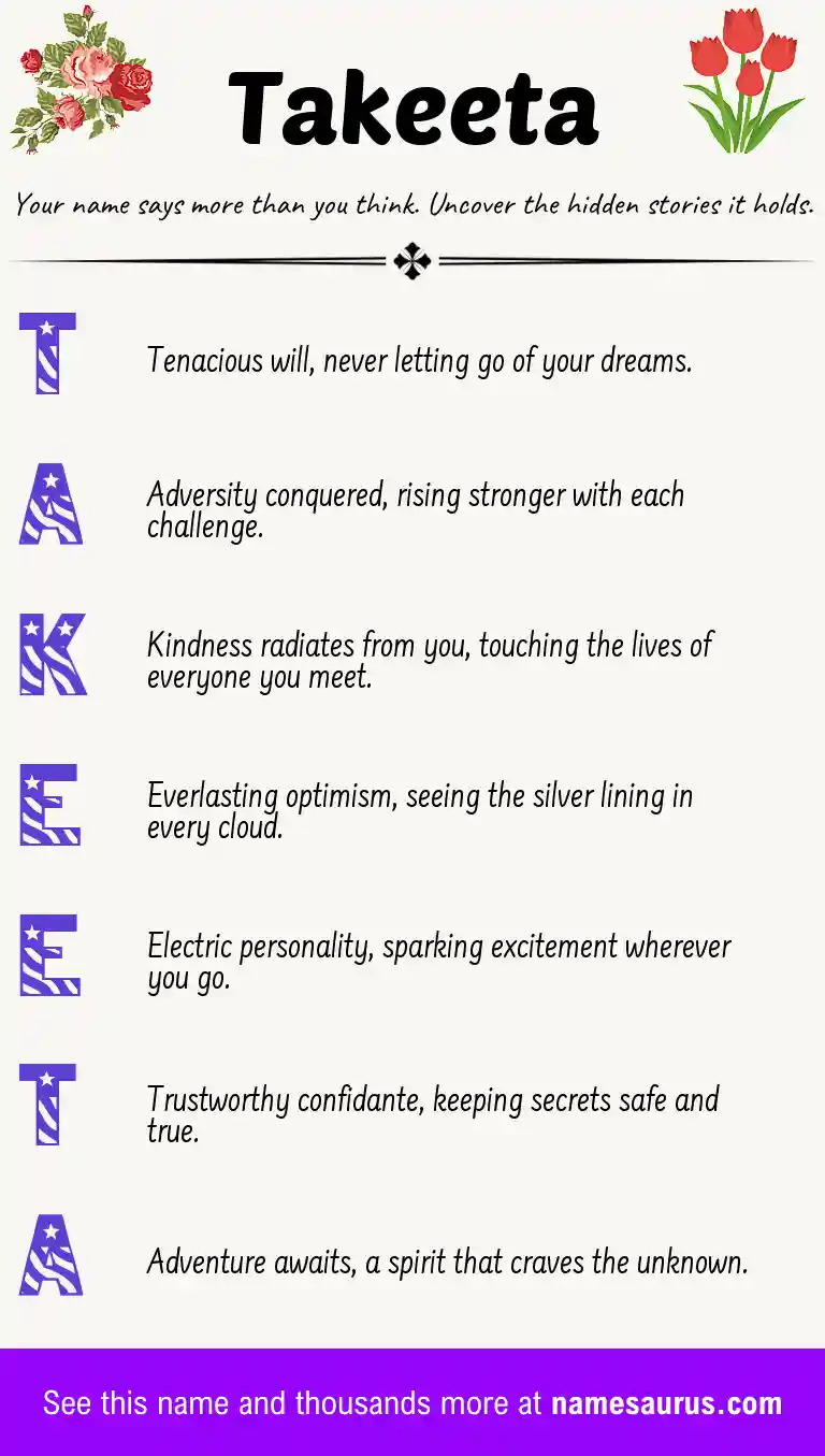 Acrostic poem about Takeeta.