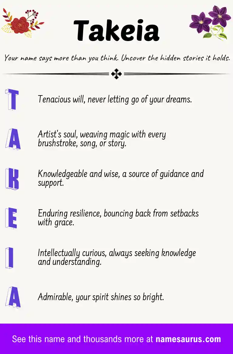 Acrostic poem about Takeia.