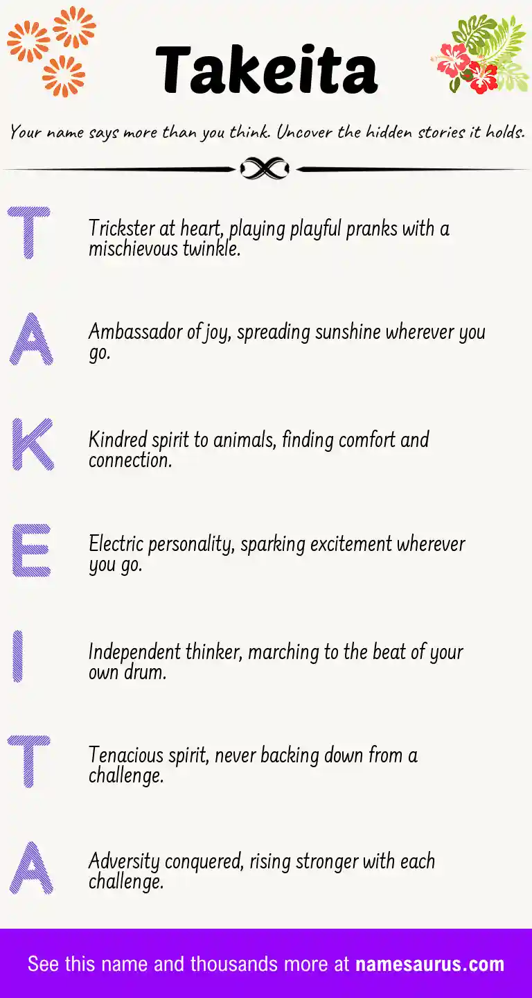 Acrostic poem about Takeita.
