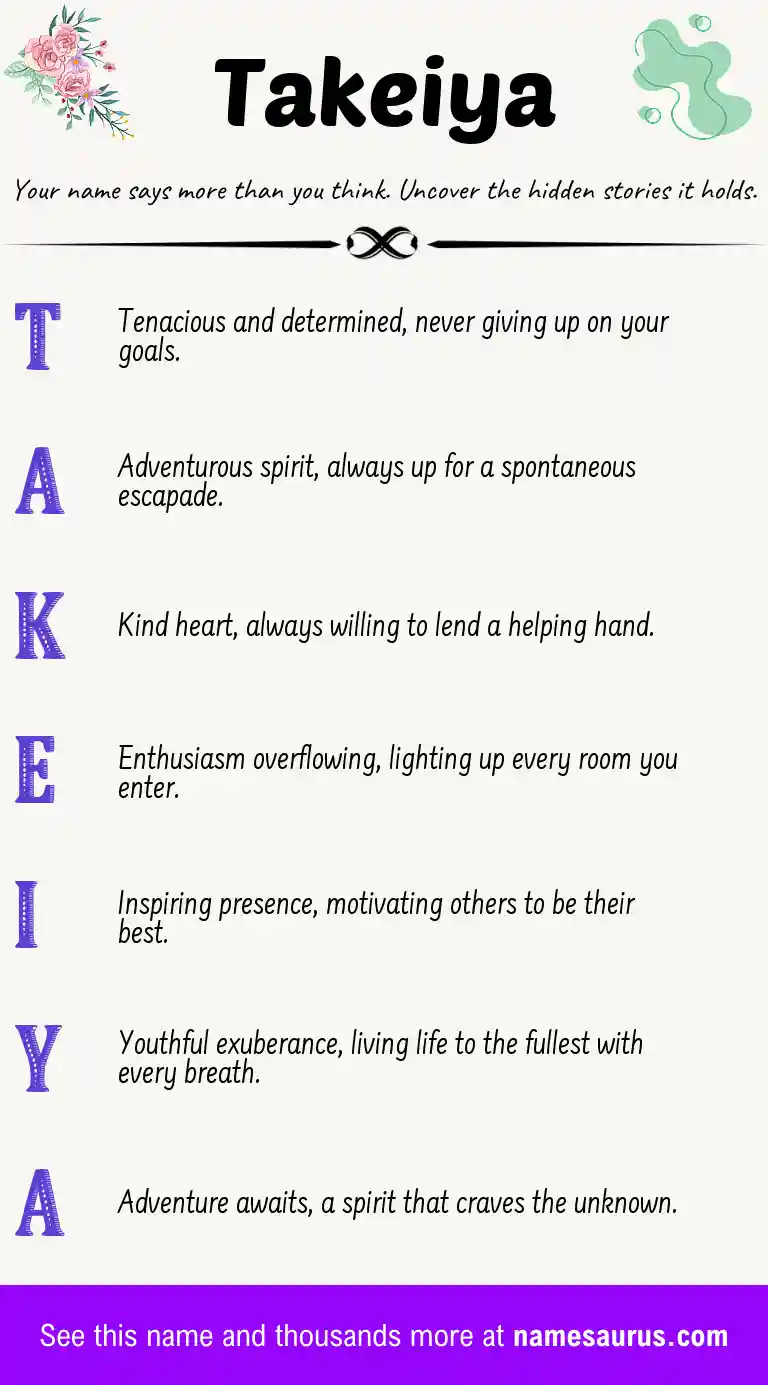 Acrostic poem about Takeiya.