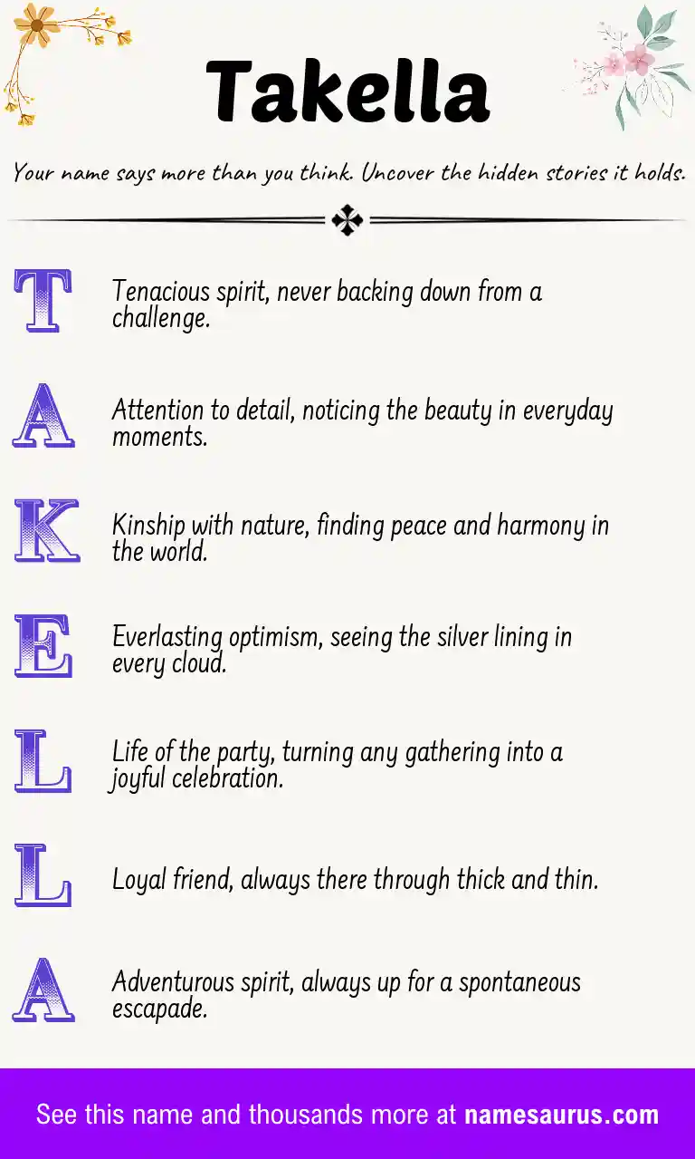 Acrostic poem about Takella.
