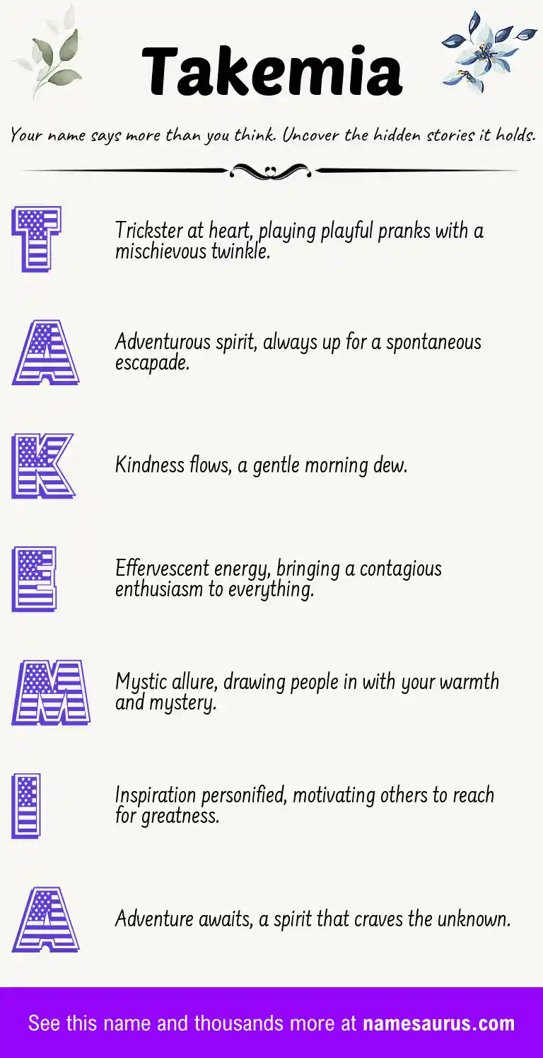 Acrostic poem about Takemia.