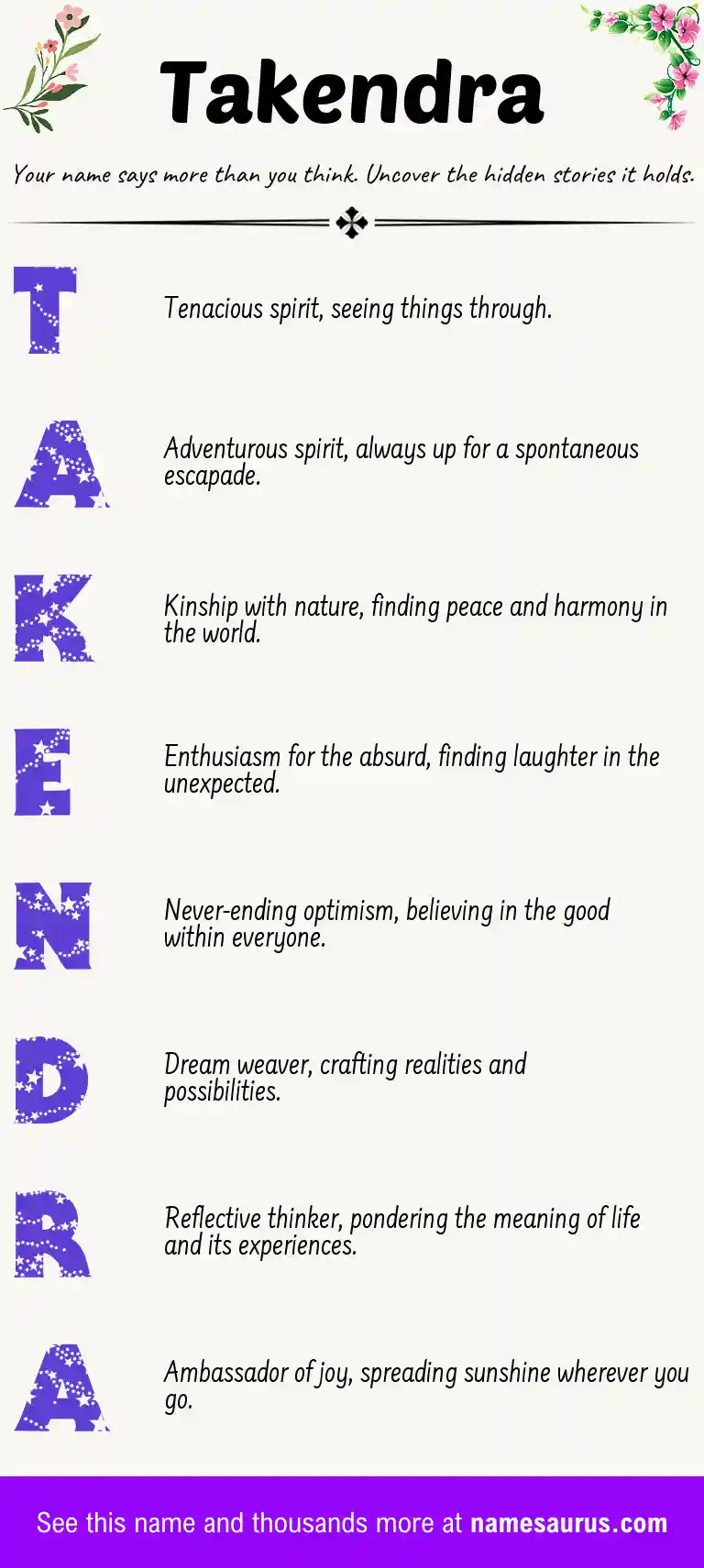 Acrostic poem about Takendra.