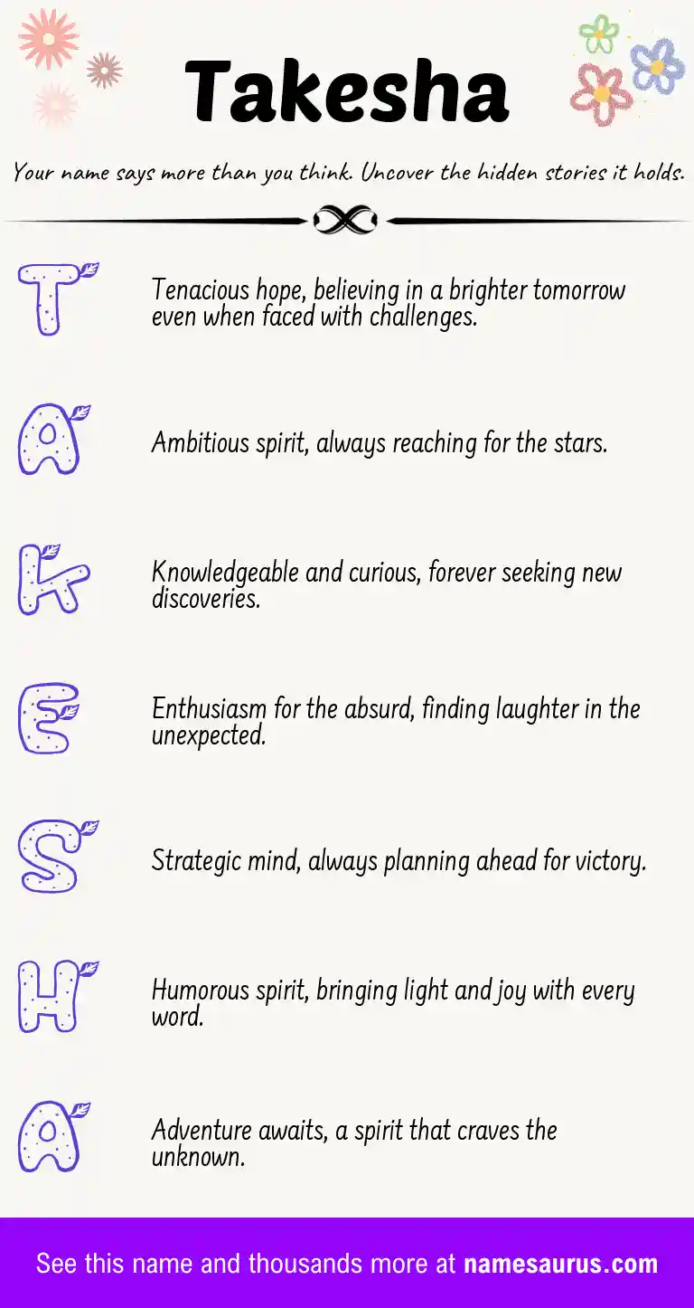 Acrostic poem about Takesha.