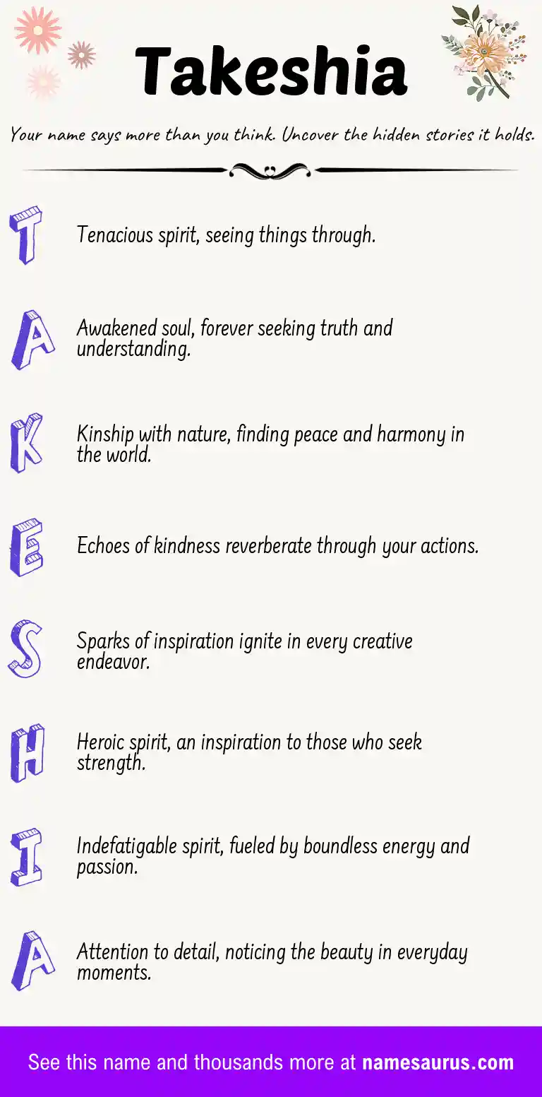Acrostic poem about Takeshia.