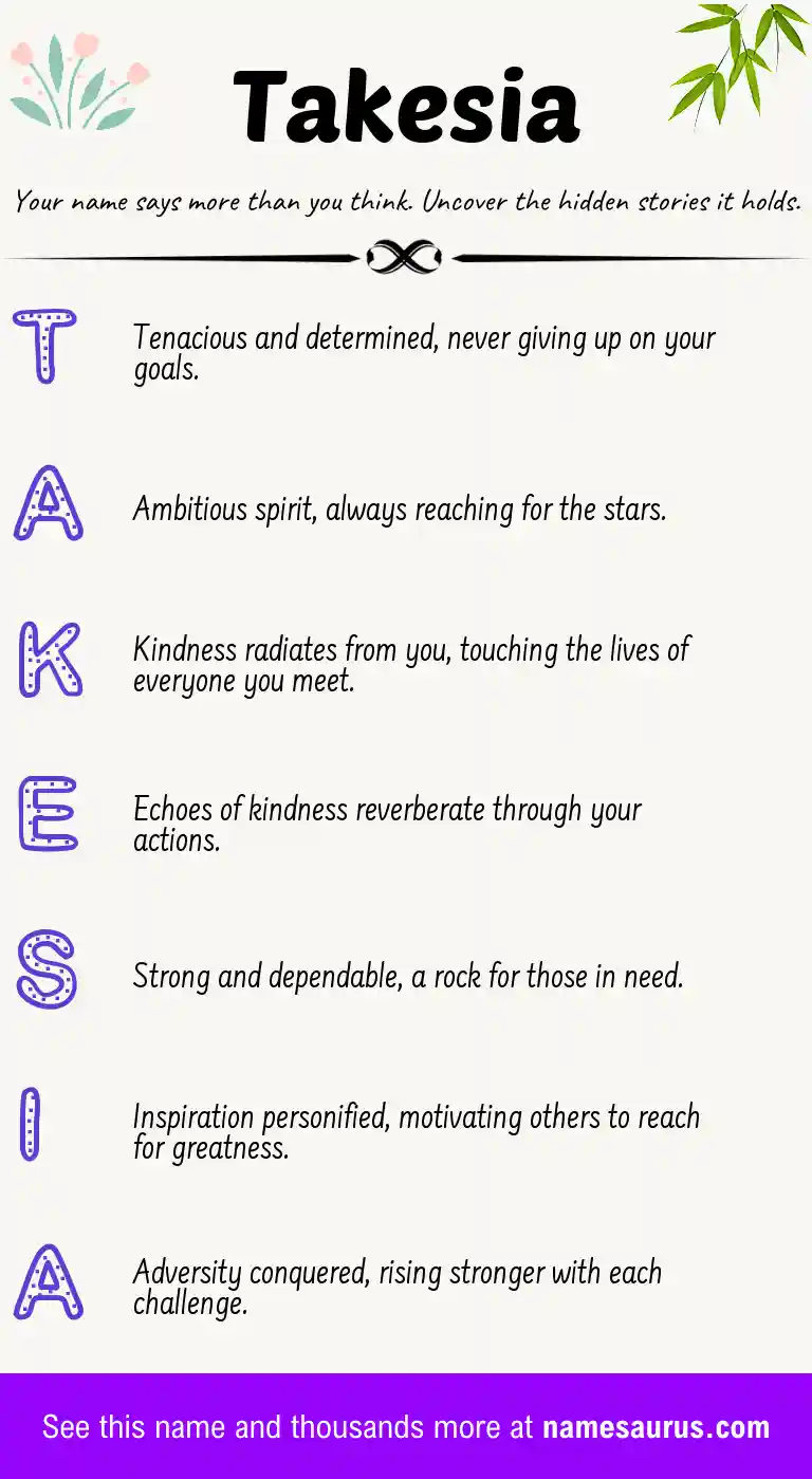 Acrostic poem about Takesia.