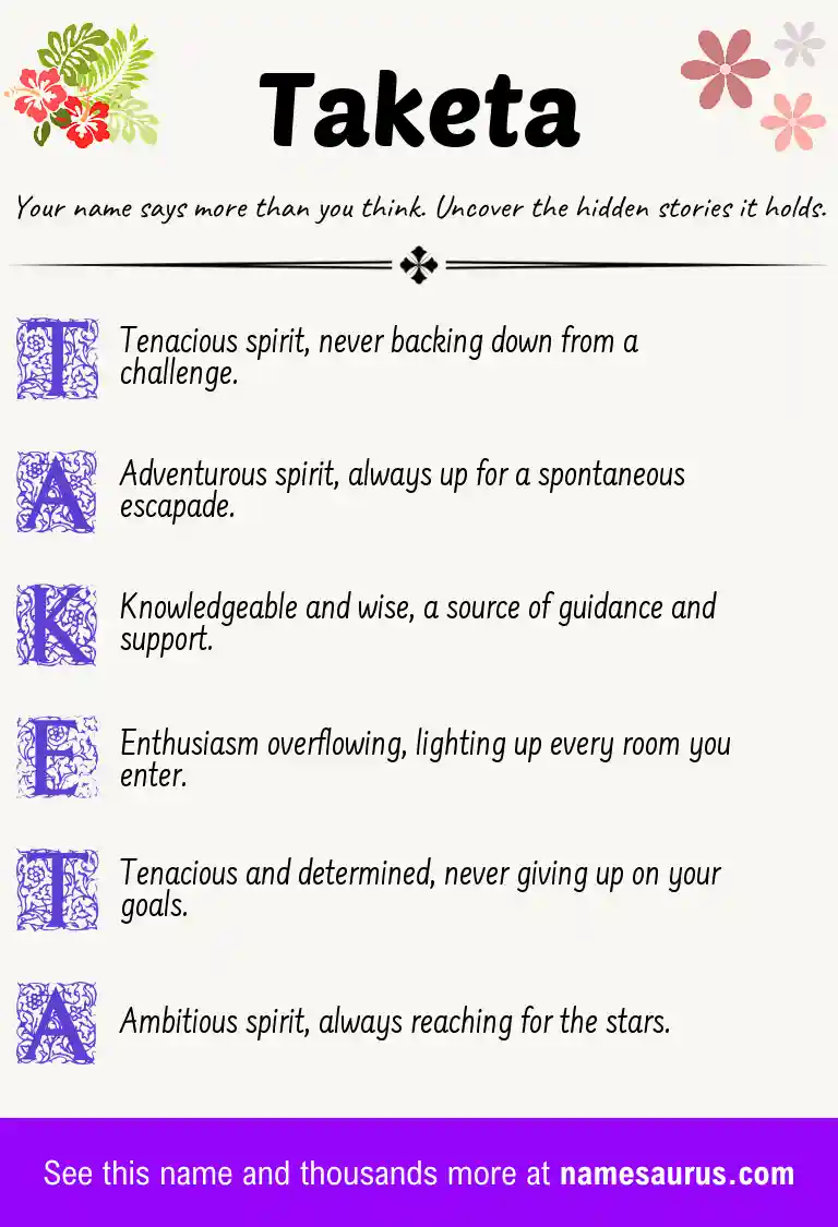 Acrostic poem about Taketa.