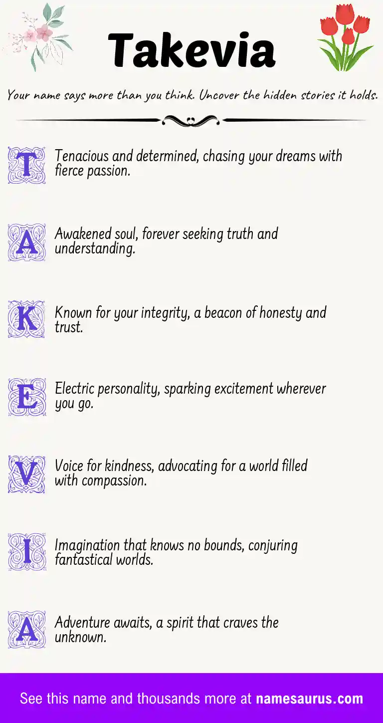 Acrostic poem about Takevia.