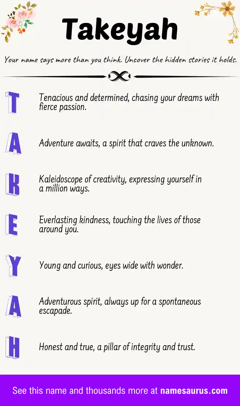 Acrostic poem about Takeyah.