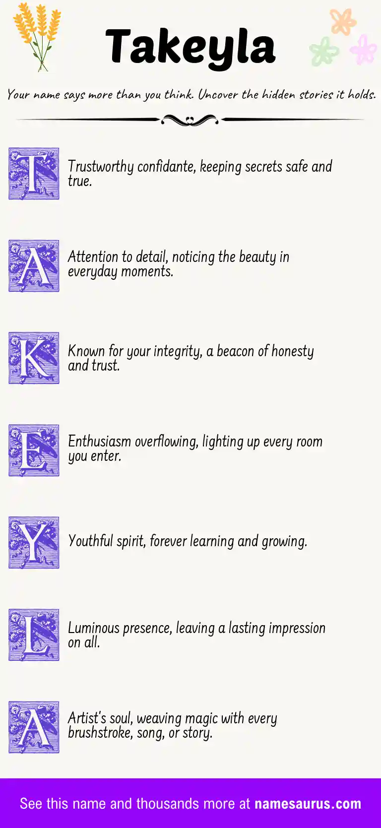 Acrostic poem about Takeyla.