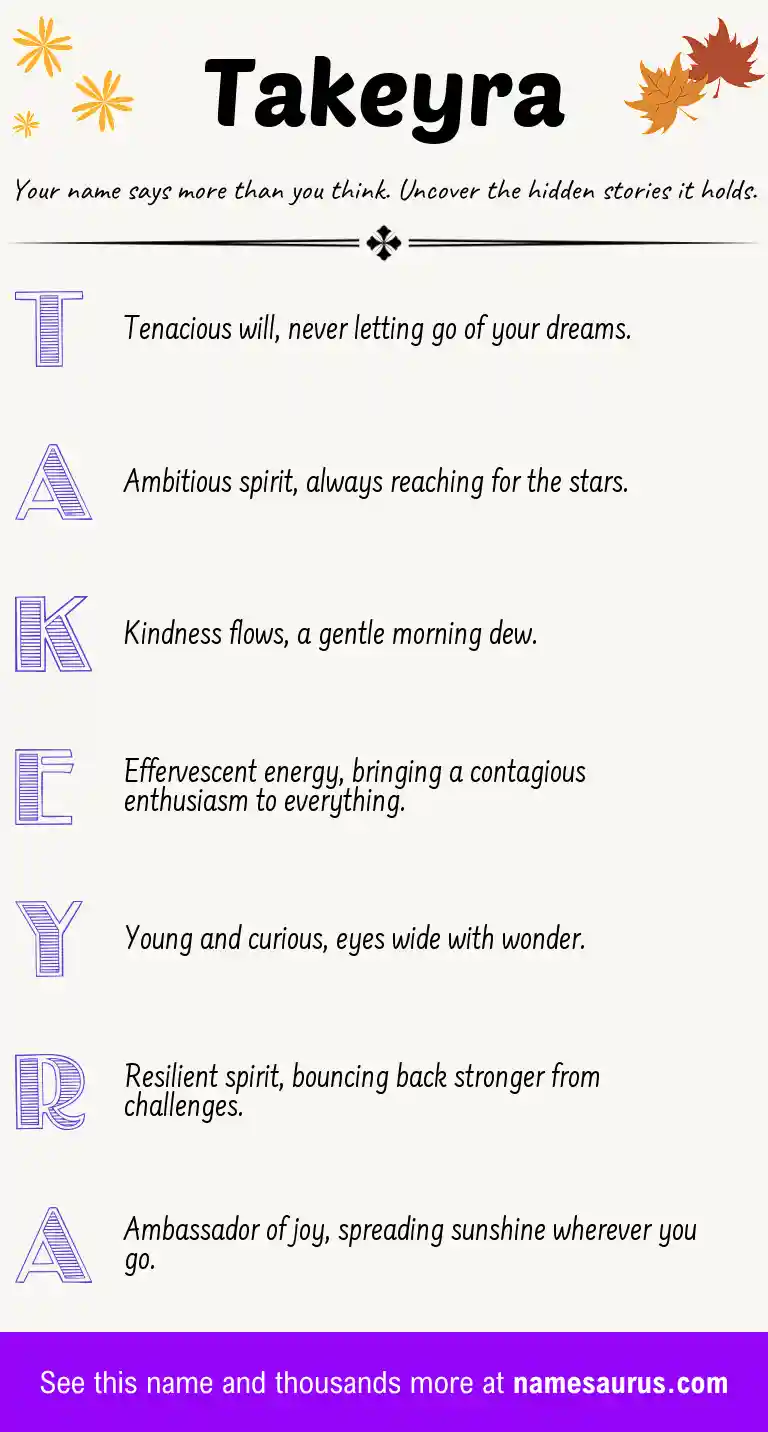 Acrostic poem about Takeyra.
