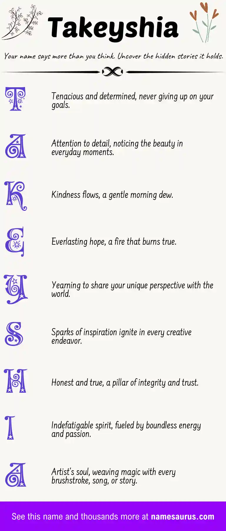 Acrostic poem about Takeyshia.