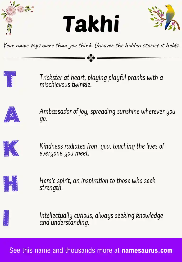 Acrostic poem about Takhi.