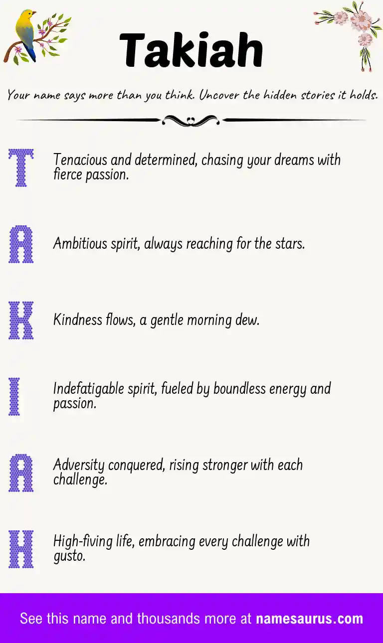 Acrostic poem about Takiah.