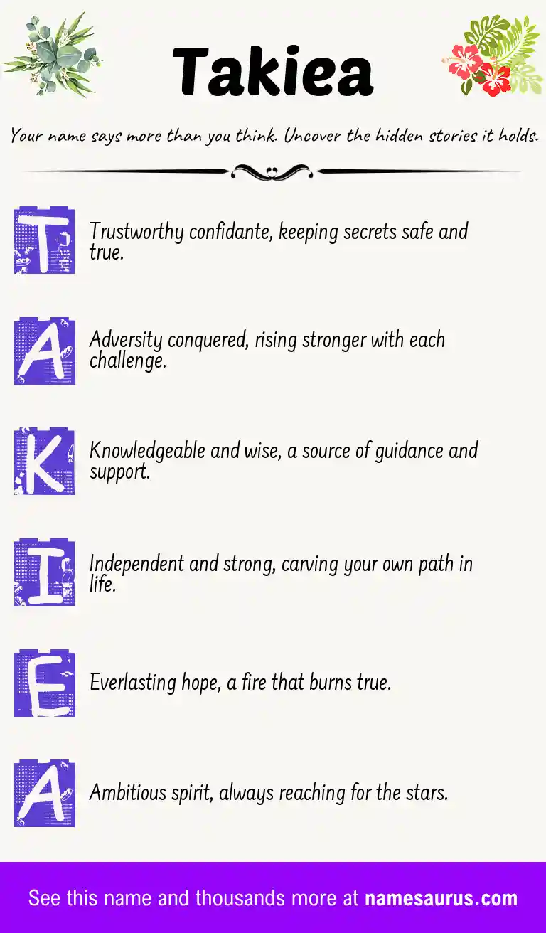Acrostic poem about Takiea.