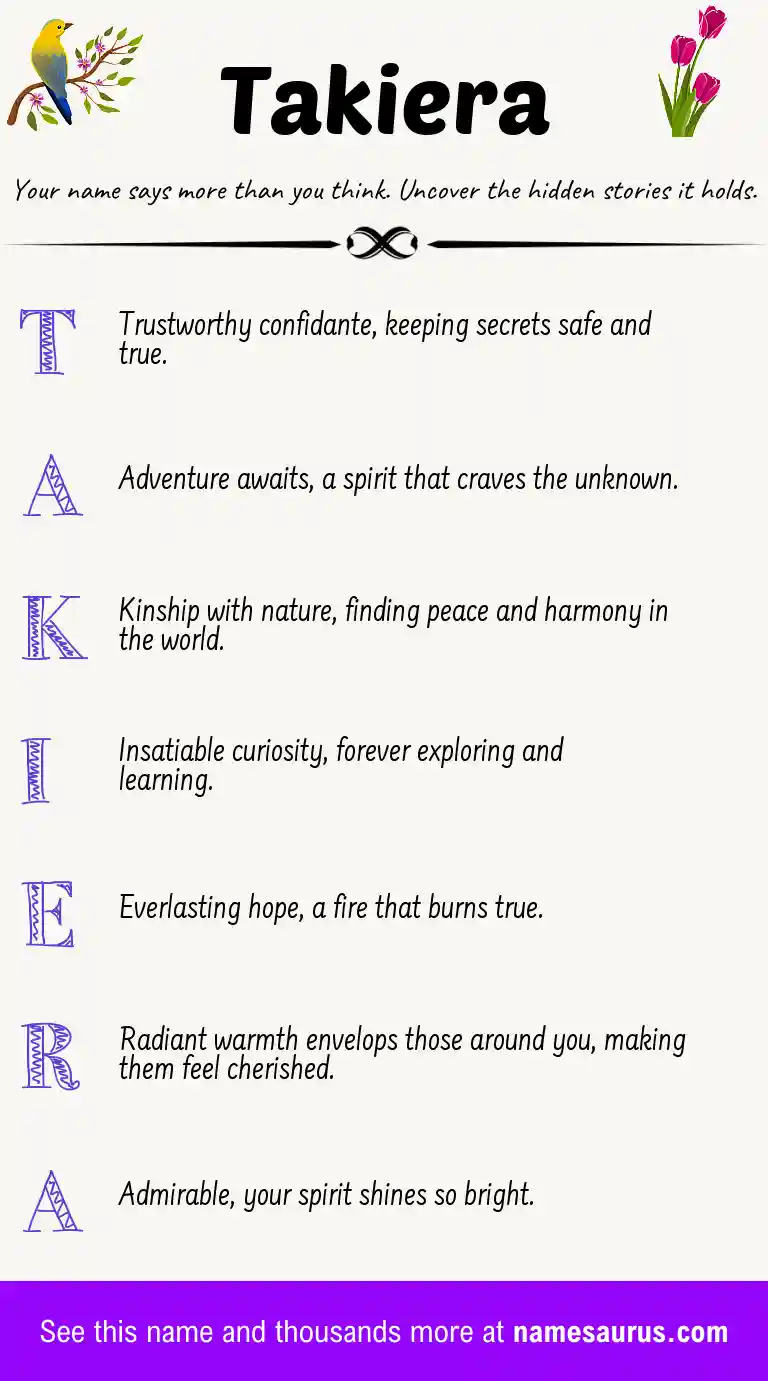 Acrostic poem about Takiera.