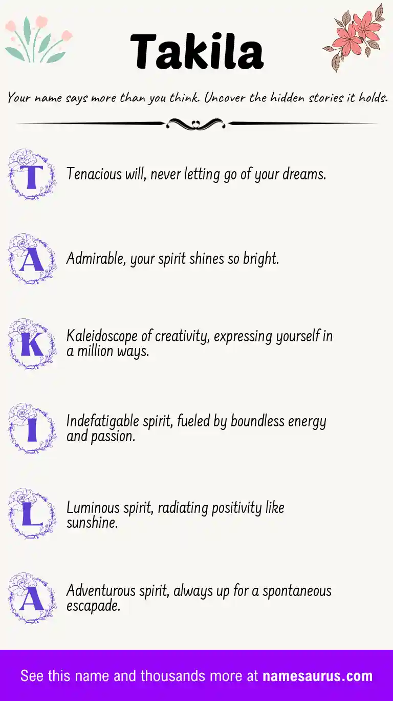 Acrostic poem about Takila.