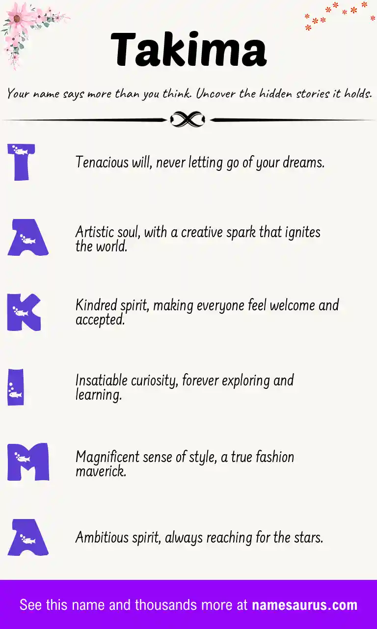 Acrostic poem about Takima.
