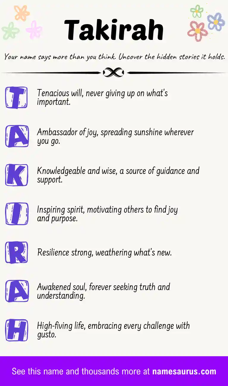 Acrostic poem about Takirah.