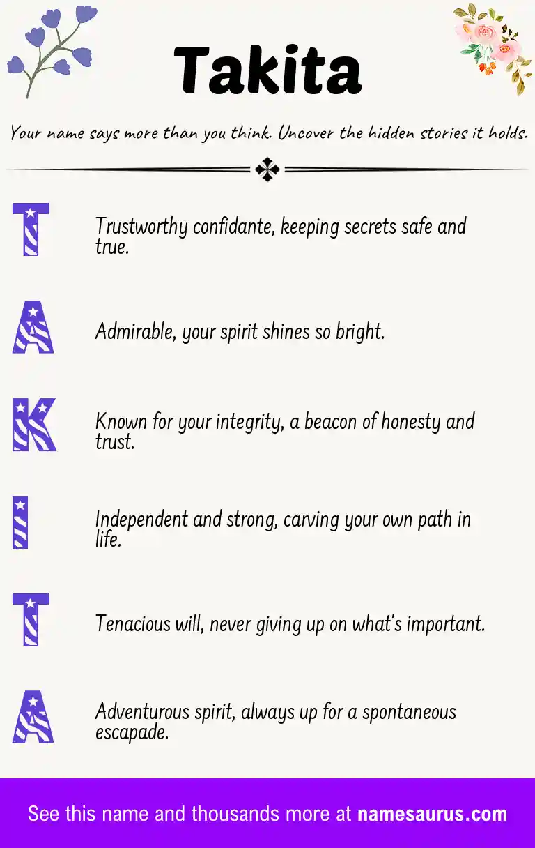 Acrostic poem about Takita.