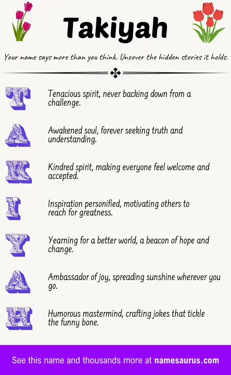 Acrostic poem about Takiyah.