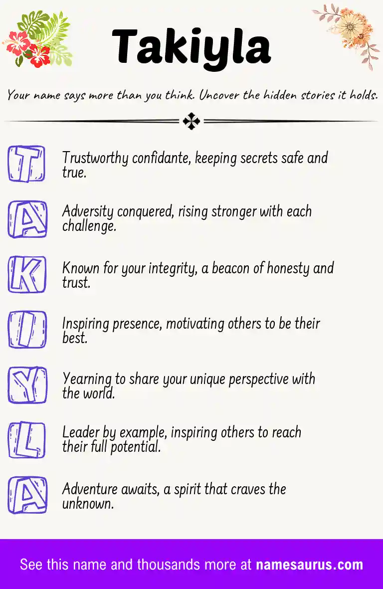 Acrostic poem about Takiyla.