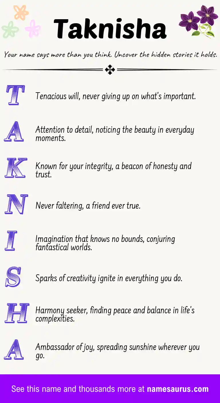 Acrostic poem about Taknisha.